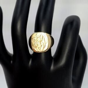 Vintage SZ 8 14k Yellow Gold 14.59G Initial Signet Ring
